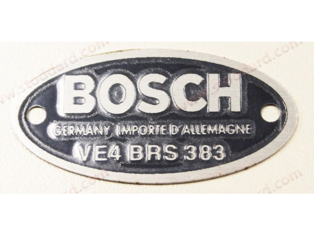 Distributor Data Plate, Aluminum, Marked BRS 383 For 356 Replaces 64470160250
