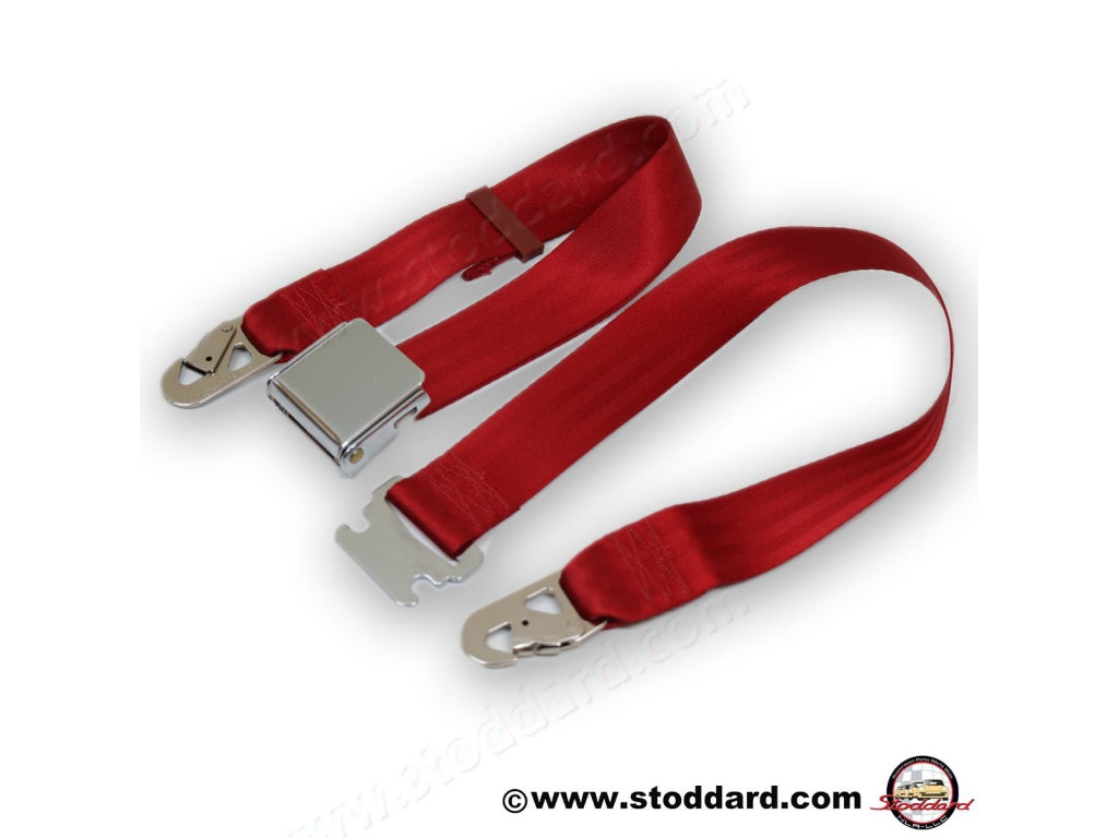 2-point Lap Seat Belt, Red, for Front Seat with Integrated Adjustment at Latch for Original Appearance