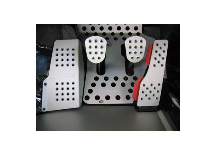 Rennline 4-Piece Perforated Aluminum Pedal Set, Manual Trans, Silver