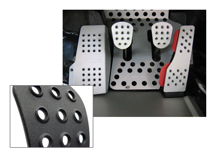 Rennline 4-Piece Perforated Aluminum Pedal Set, Manual Trans, Black