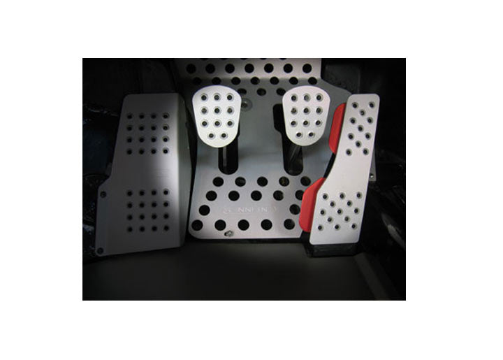 Rennline 3-Piece Perforated Aluminum Pedal Set, Manual Trans, Silver