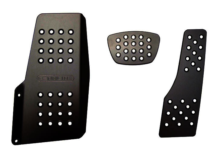 Rennline 3-Piece Perforated Aluminum Pedal Set, Auto Trans, Black