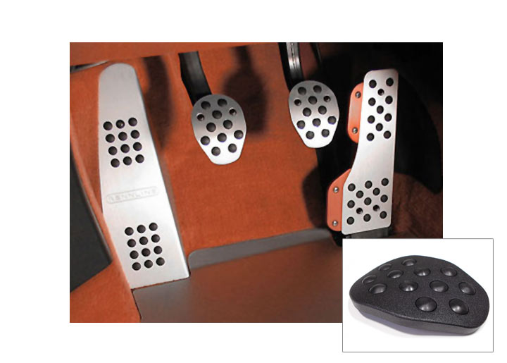 Rennline Rubber Grip Aluminum Pedal Set, 4-Piece, Manual Transmission, Black
