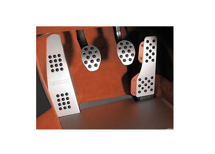 Rennline 4-Piece Rubber Grip Aluminum Pedal Set, Manual Trans, Silver
