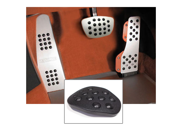 Rennline Rubber Grip Aluminum Pedal 3-Piece Set, Automatic Trans, Black