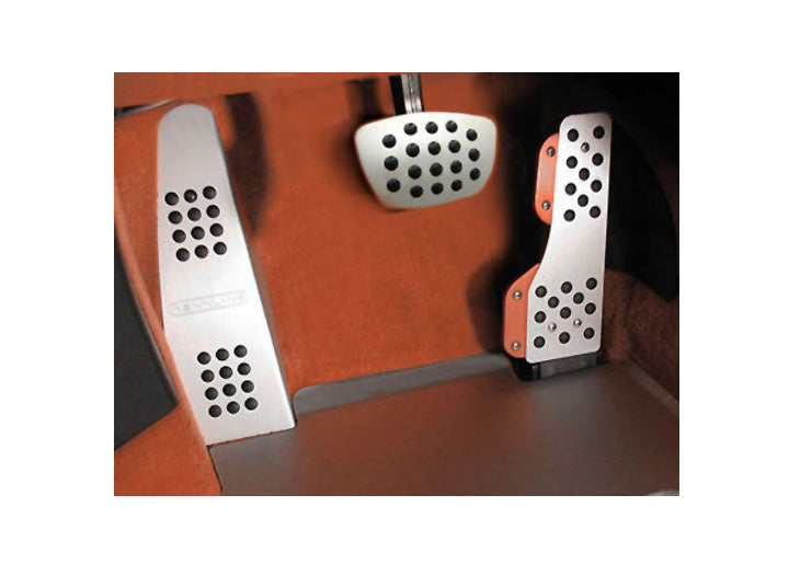 Rennline Rubber Grip Aluminum Pedal 3-Piece Set, Automatic Trans, Silver