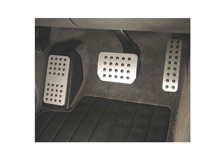 Rennline Rubber Grip Aluminum 3-Piece Pedal Set, Silver