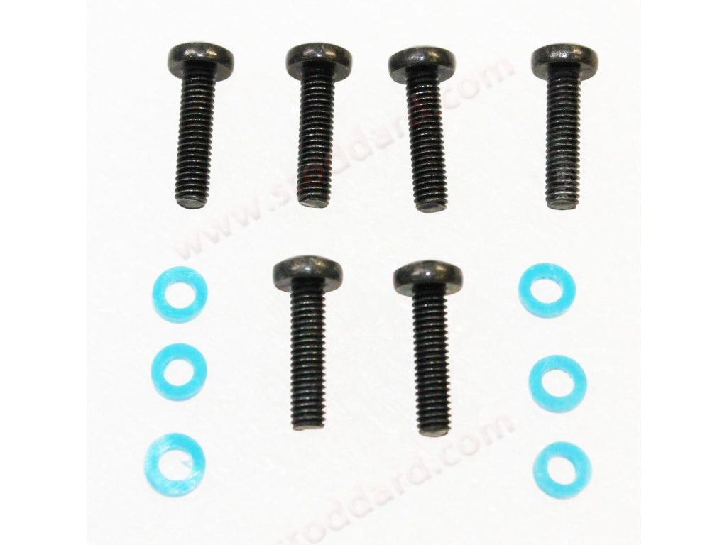 Turn Signal Screw Set (Black) with plastic washers. Set of Six.