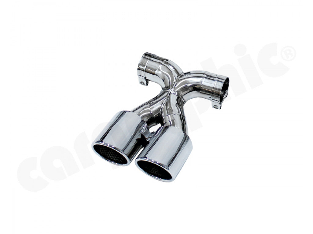 Cargraphic Tailpipe Double End Polished 2x89mm Rolled|Slash Cut|with Perforated Insert