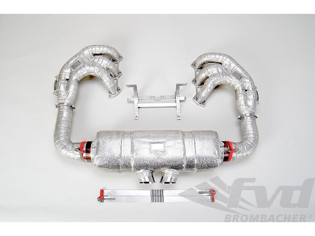 76 mm Exhaust System Race 997 GT3 Cup M&M with 100 Cell Cat, Stainless Steel, with Tips 2x76mm