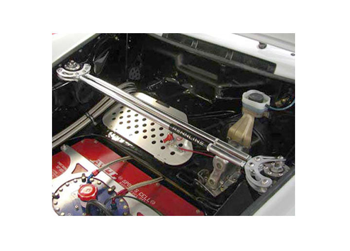 Rennline Truss Mount Strut Tower Brace; Dual-Bar 2-Point, Silver