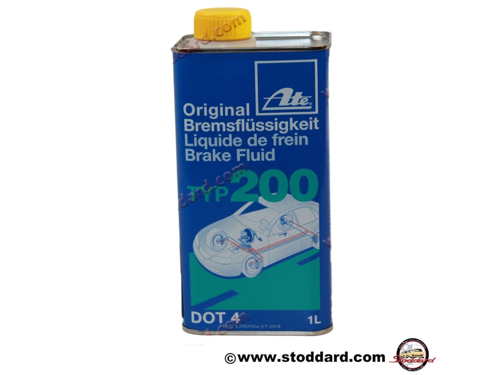 ATE Super Performance DOT4 Brake Fluid. 1 Liter Boiling Points: 536F Dry / 388F Wet
