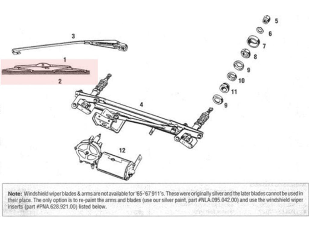 Wiper Blade, Concours-Correct Silver for 911 912 1965-1967 Replaces 90162831100