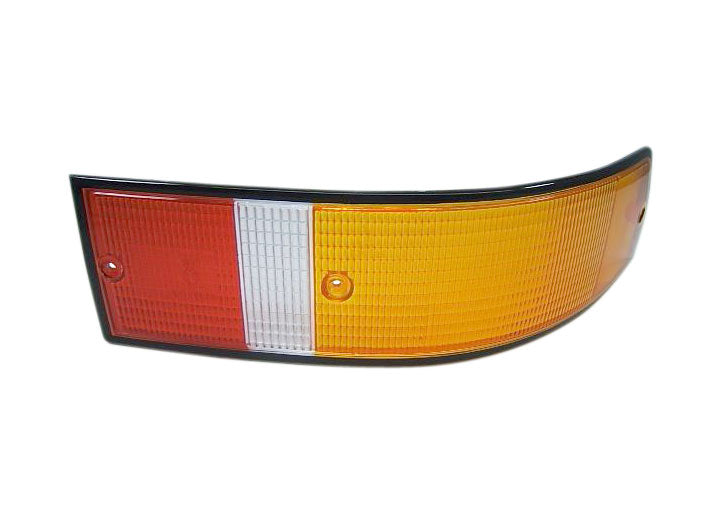 Tail light lens, right side, reproduction, black trim, Euro models. Fits 1969-1989.