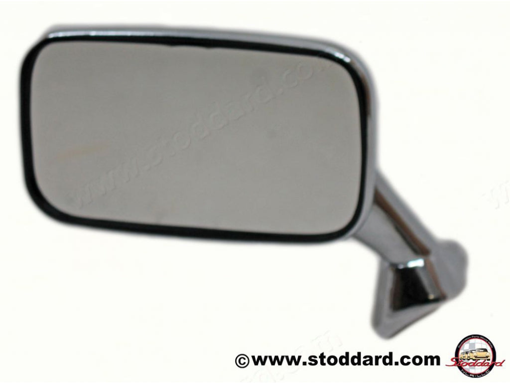 Small Chrome Flag Door Mirror, Left With Base and Hardware