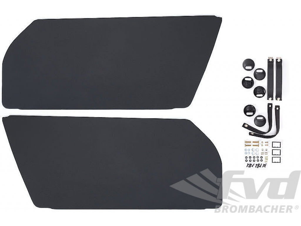 Door Panel Set 911 / 930 / 964 / 993 - Leather - Black Door Pulls
