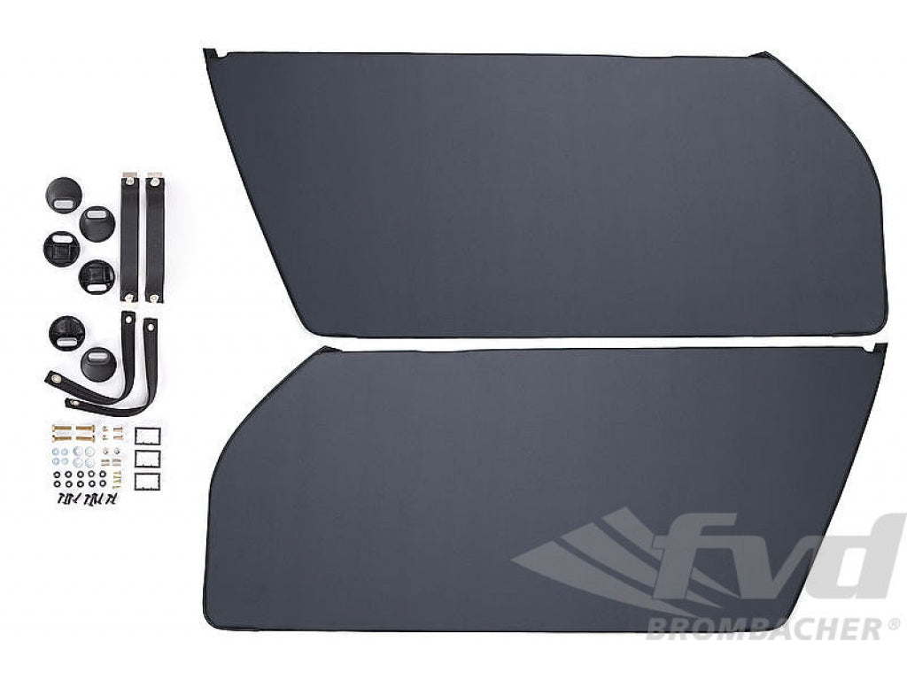 Door Panel Set 911 / 930 / 964 / 993 - Leatherette - Black Door Pulls