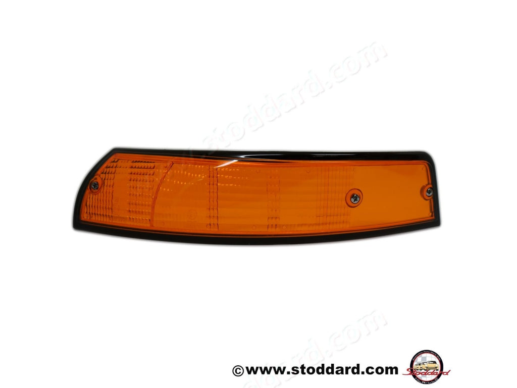 Front Turn Signal Lens, Left, USA Version with Black Trim.