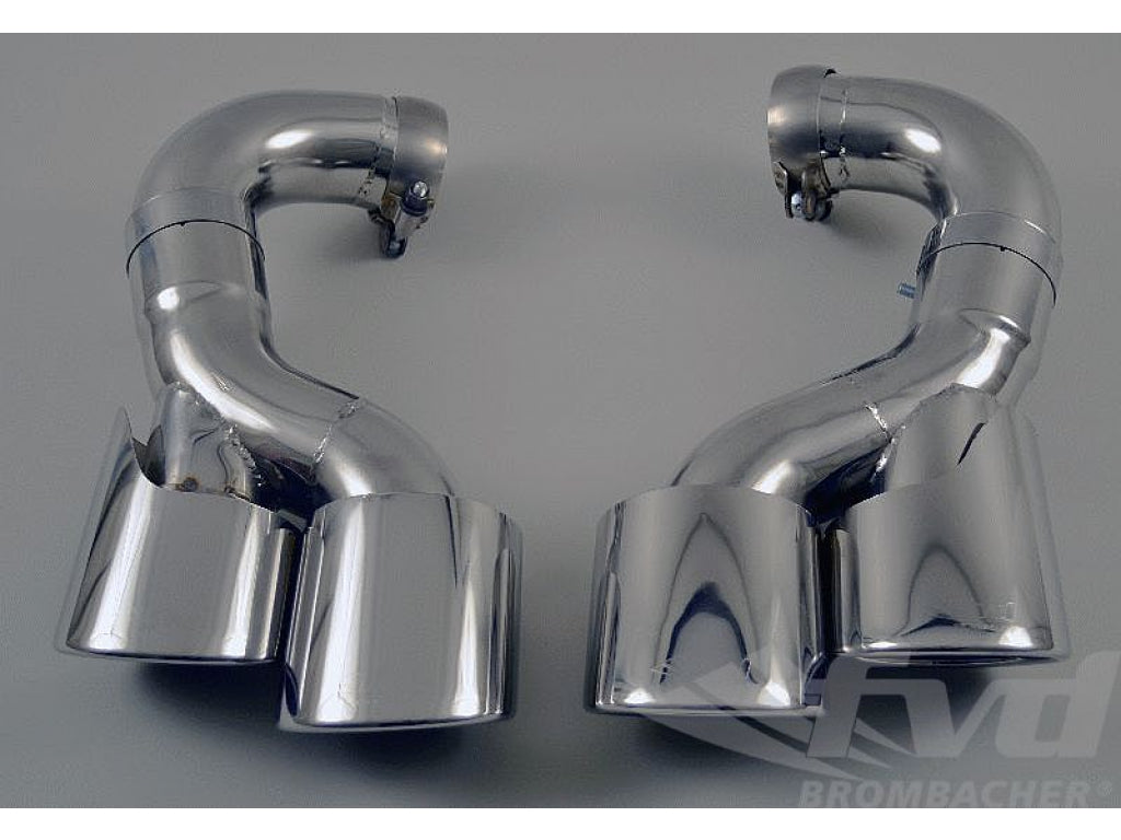 Exhaust Tips 957 S / GTS Brombacher (2 x 80x100 mm) Stainless Steel