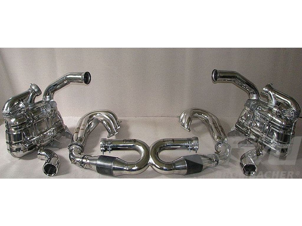 Exhaust System with Valves for 996 GT3 MK1 Brombacher GT (Sound Version), Stainless, 200 Cell Cats