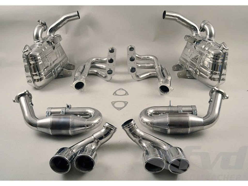 Exhaust System, 997.1 Brombacher with 200 Cell HD Cats, Quad 3.5 (90mm) Tips