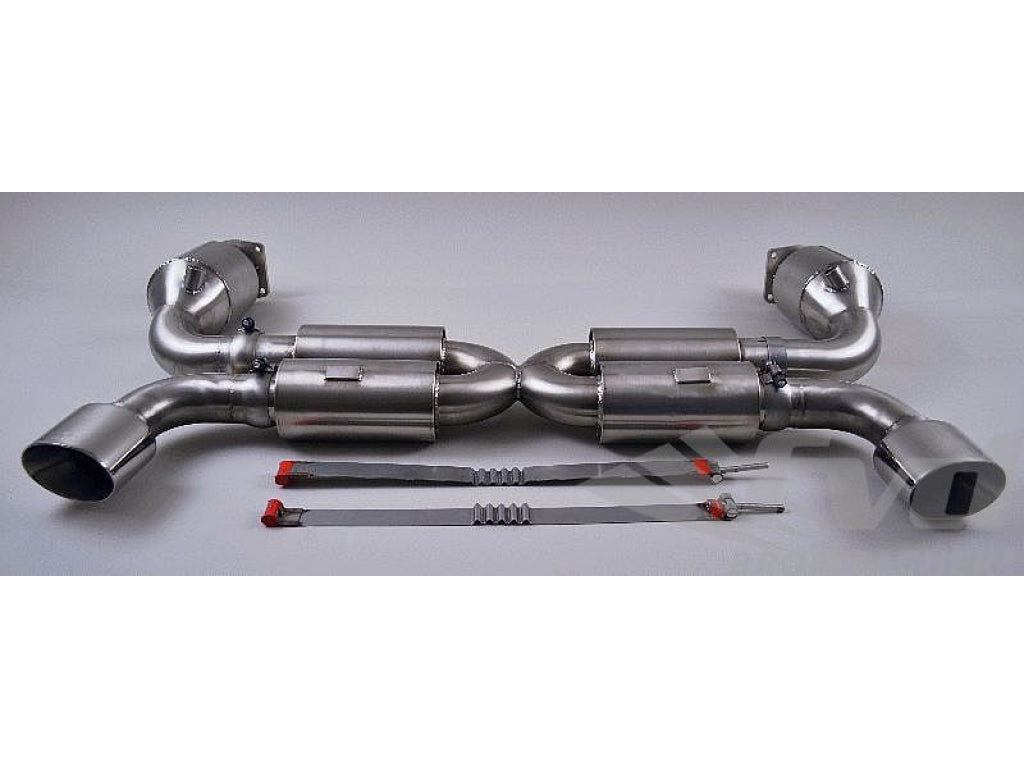 Sport Muffler 997 GT2 4-Tube (Sound Version), Stainless Steel, 200 Cell HD Cats, End tips