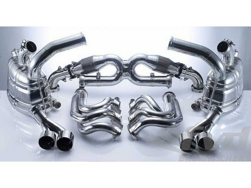 Exhaust System 997 09- Brombacher Quiet Version (94db Variant), 200 Cell Cats ,Tips 4x90mm