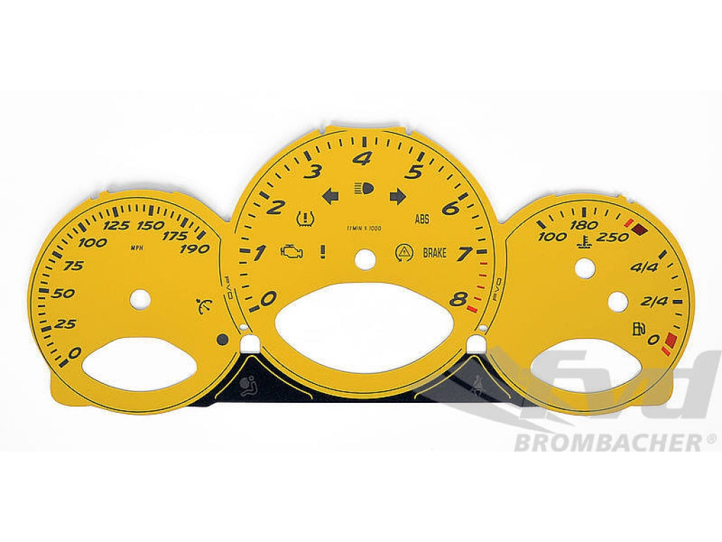Gauge Faces Speed Yellow 987,987C - MPH - Manual