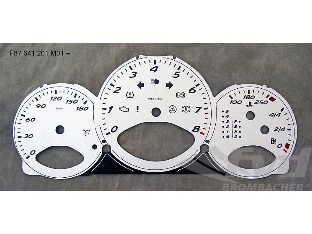 Gauge Faces Silver 987,987C - MPH - Tiptronic