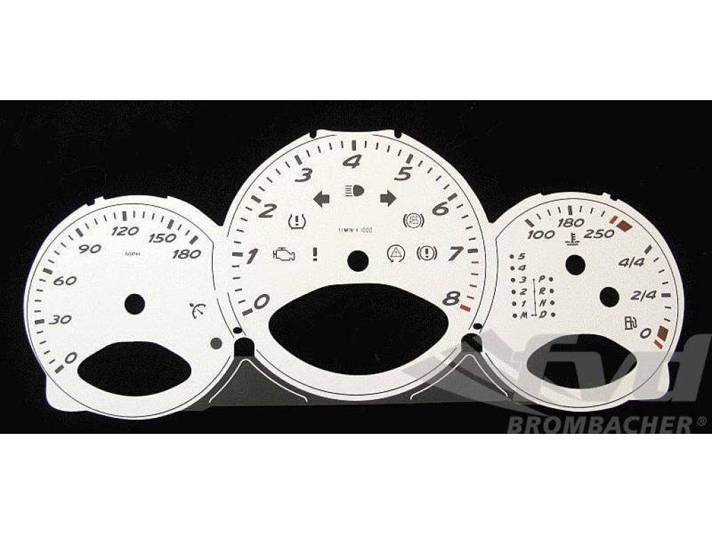 Gauge Faces White 987,987C - MPH - Tiptronic