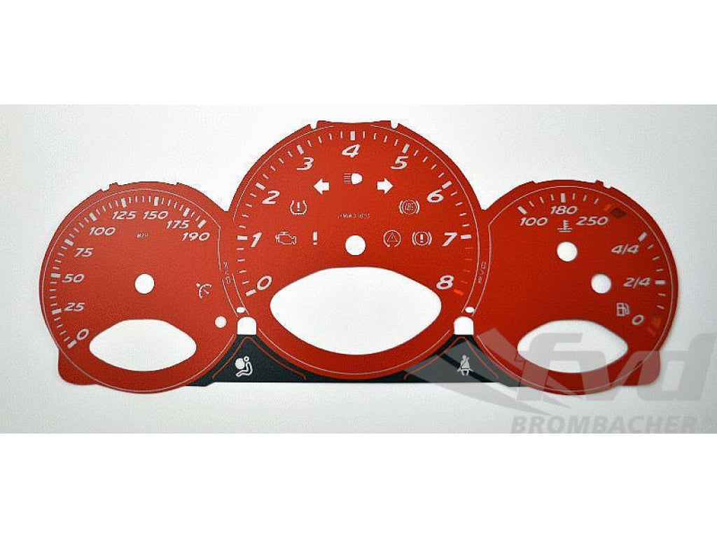 Instrument Face Set 987.2 - S Model - Guards Red - Manual - MPH - 190 MPH