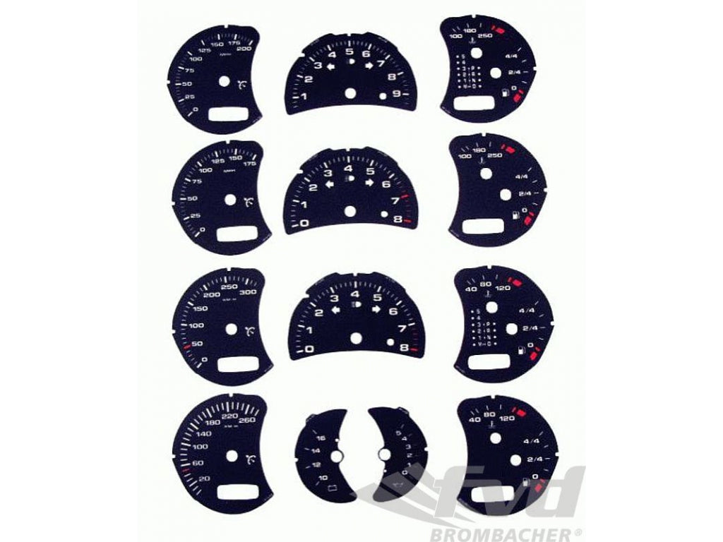 Gauge Faces black 986/996/GT3 02-, 996Turbo/GT2 with Onboard Computer