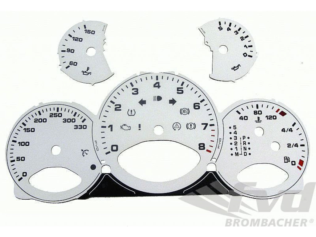 Gauge Faces white 997 Km/h, Tiptronic