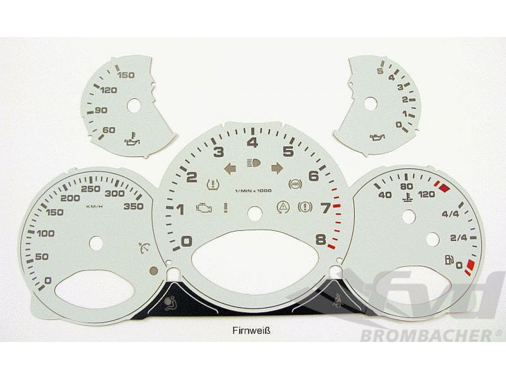 Gauge Faces white 997 Turbo Km/h/350