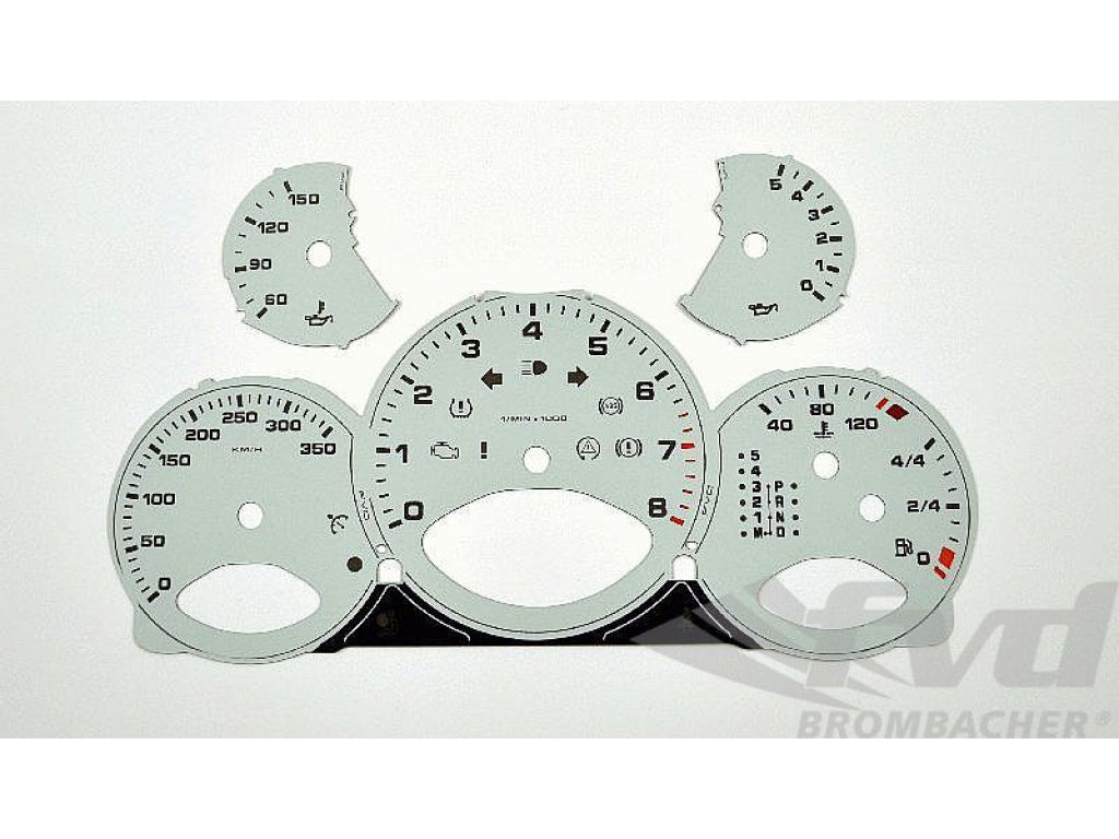 Gauge Faces white 997 Turbo Km/h Tiptronic