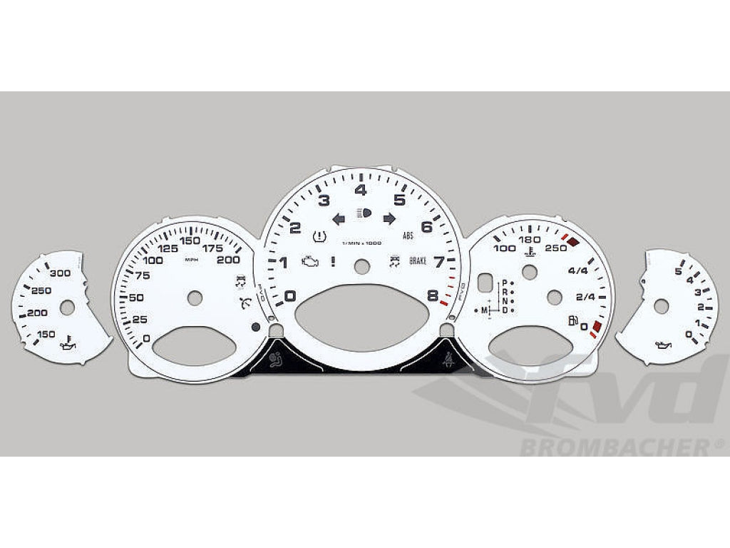 Gauge Faces white 997-2 PDK MPH/200