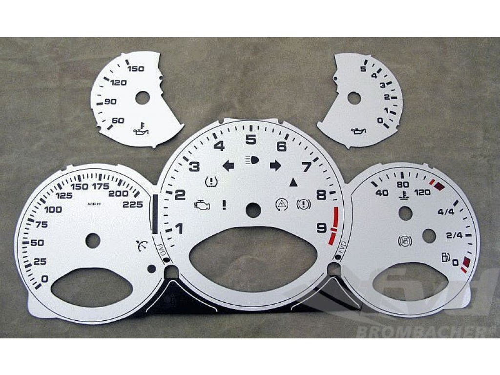 Gauge Faces silver 997 GT3 RS manual MPH, european-version