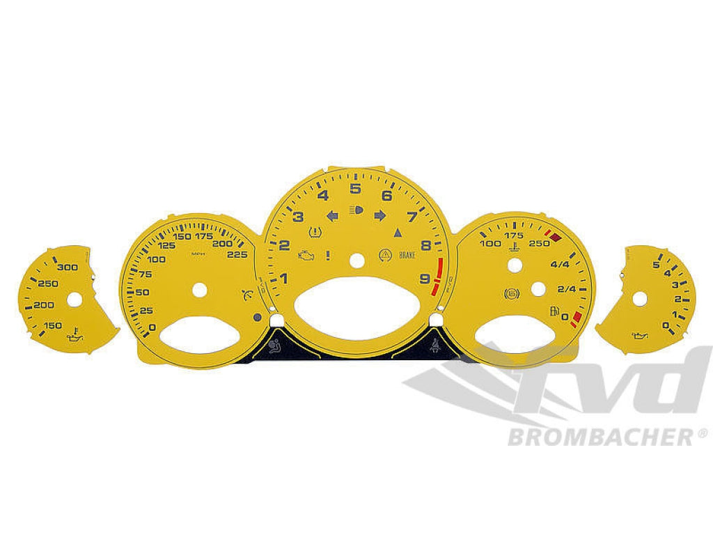 Gauge Faces speed yellow 997 GT3 RS manual MPH, Fahrenheit