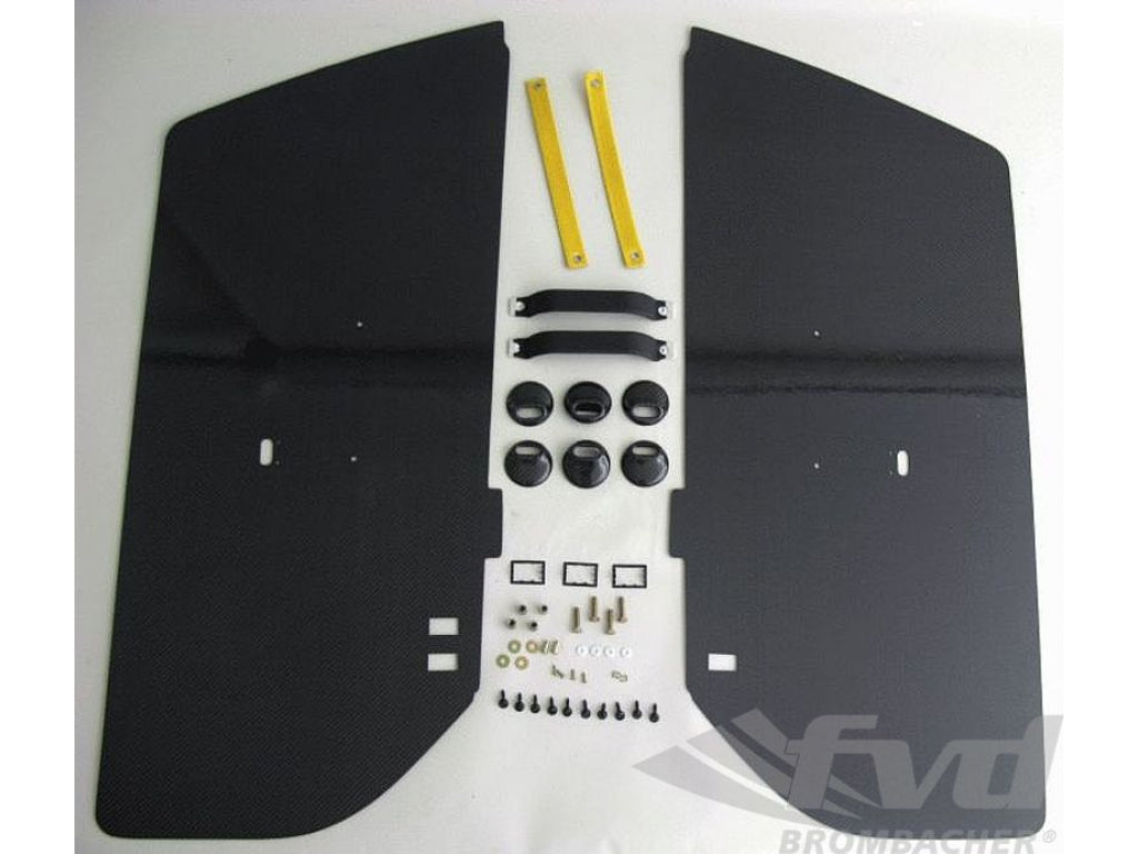 Complete Door Panel Set 964 / 993 - for Electric Windows - Yellow Door Pulls - Carbon