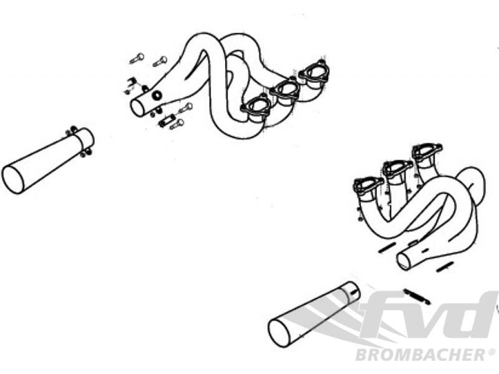 Exhaust System Race 996 GT3 M&M headers bypass pipes, Stainless Steel, with Tips