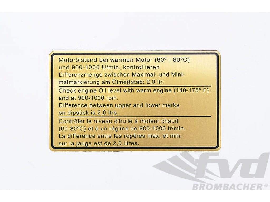 Sticker engine oil level 60*-80* C