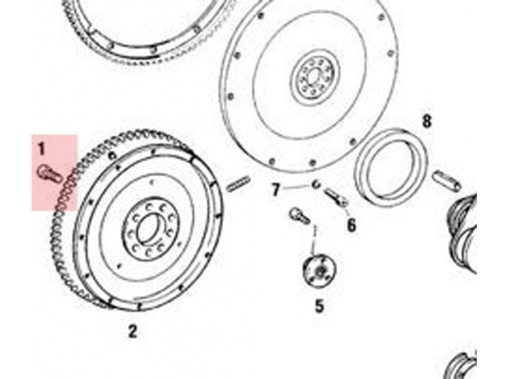 Flywheel to crank bolts, 6 req'd.